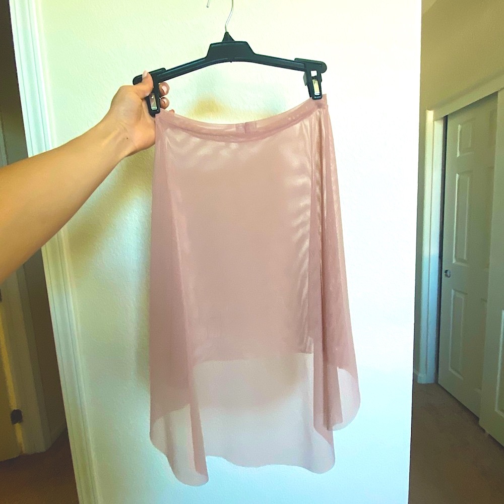 Eleve high-low dusty rose mesh skirt